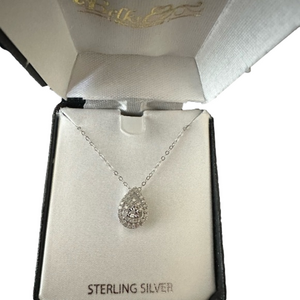 Sterling 1/4 CTW Diamond Necklace 9” Chain NWT